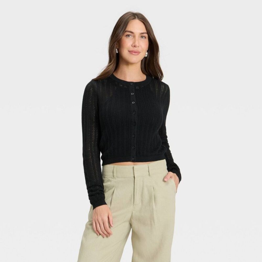 A New Day - Women's Pointelle Cardigan - A New Day Black S Black